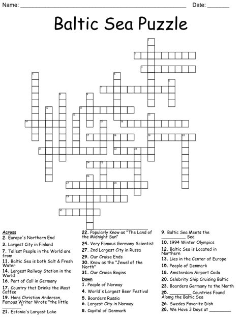 river to the baltic sea crossword